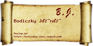 Bodiczky Júnó névjegykártya